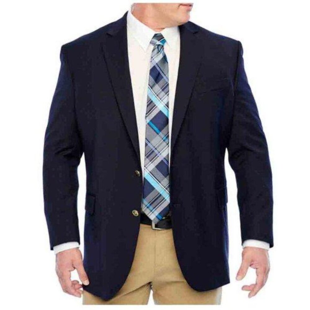 NWOT Stafford Mens Hopsack Blazer Sport Coat Jacket Size 42 R Gold Buttons